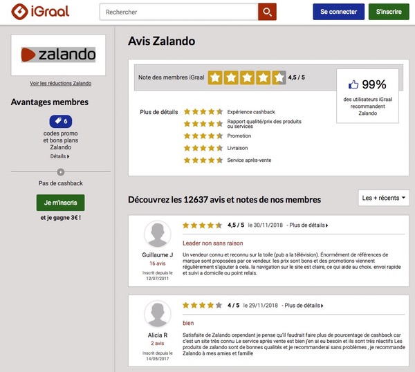 Avis clients Zalando