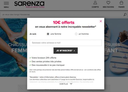 POp-up pour récolter des emails sur un site e-commerce