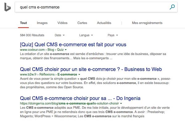 Référencement sur Bing