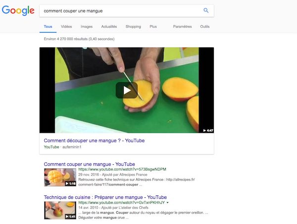 Featured snippet vidéo