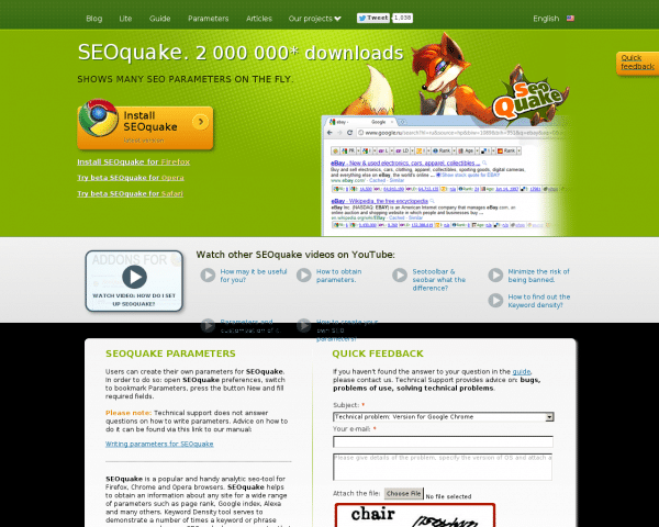 SEOquake - seo toolbar, plugin, seo extension for Mozilla Firefox, Google Chrome, Opera