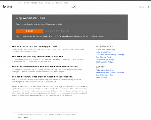 Bing - Webmaster Tools