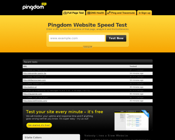 Website speed test