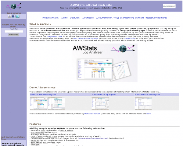 AWStats - Free log file analyzer for advanced statistics (GNU GPL).