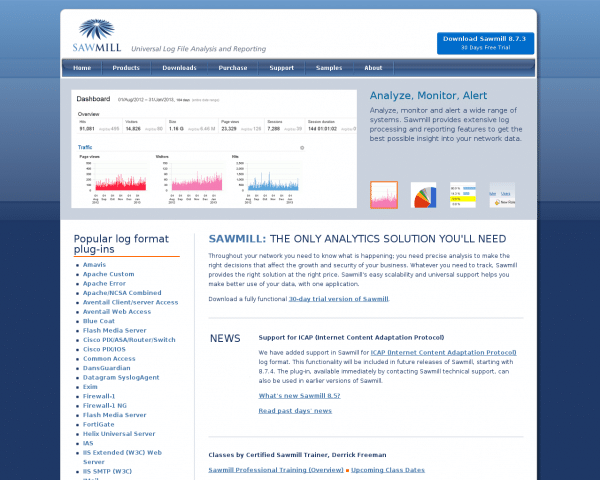 sawmill.net - Sawmill - Universal log file analysis and reporting