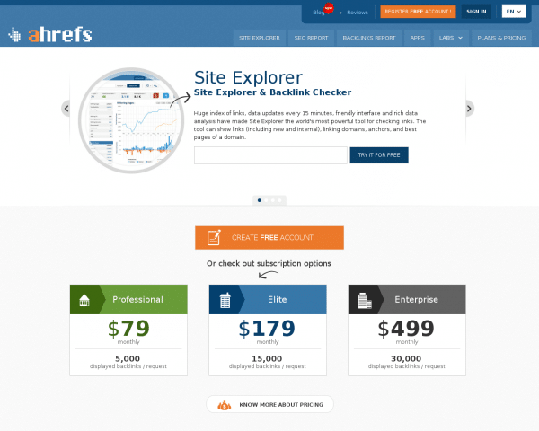 Ahrefs Site Explorer & Backlink Checker