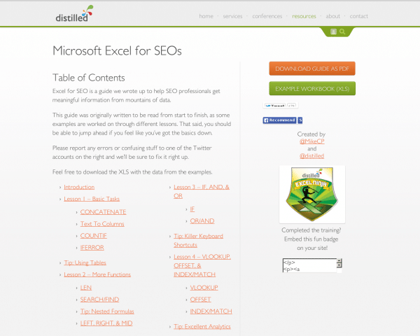 Microsoft Excel for SEOs | distilled