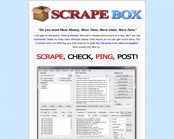 ScrapeBox – Harvest, Check, Ping, Post