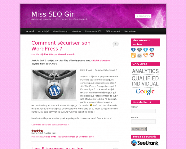 Consultante SEO |Miss SEO Girl | Astuces et conseils en référencement et rédaction web