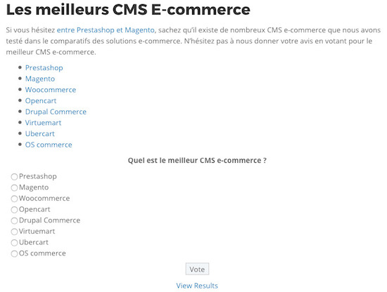 sondage sur le meilleur cms e-commerce