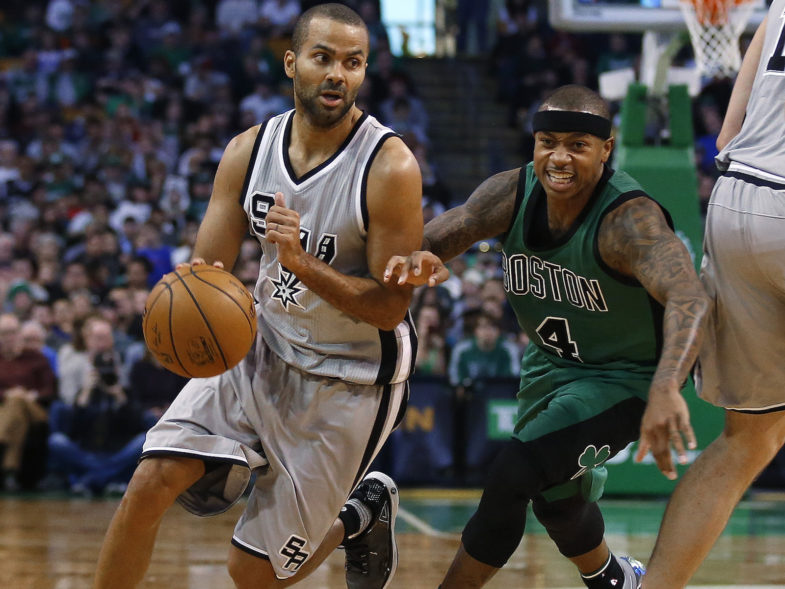 Nov 25, 2016; Boston, MA, Le Français Tony Parker des San Antonio Spurs. Winslow Townson-USA TODAY Sports