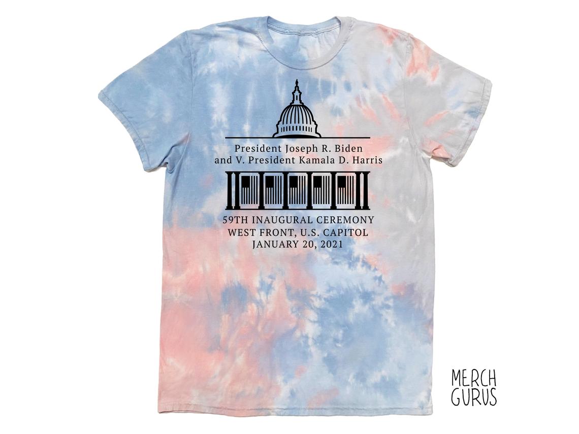 Biden Harris Inauguration Ceremony 2021 Tee in Multiple Colors Coral Dream Tie Dye